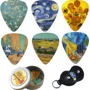 Paquete de 12 puntas de guitarra de celuloide de 0.71mm con estilo y colorido para el bajo de la guitarra, Van Gogh Paquete de 12 puntas de guitarra de celuloide de 0.71mm con estilo y colorido para el bajo de la guitarra, Van Gogh