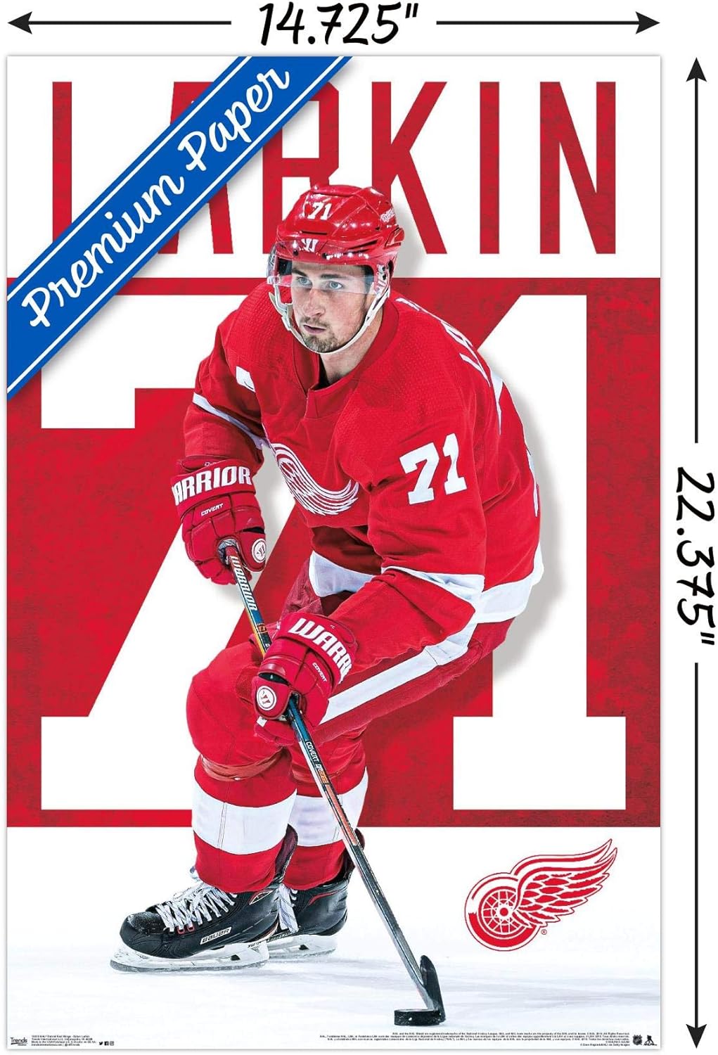 Trends International NHL Detroit Red Wings – Póster de pared de Dylan Larkin, 14.725 x 22.375 pulgadas, versión premium sin marco