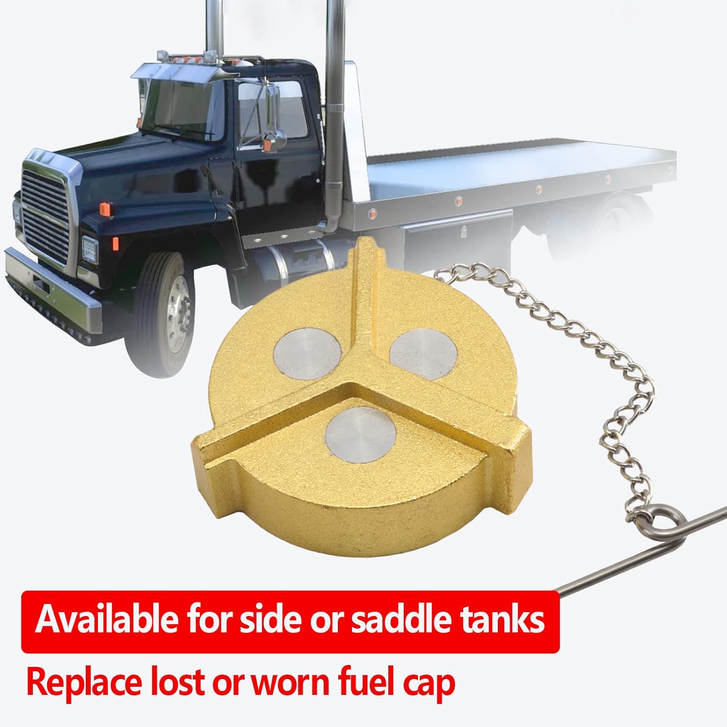 Tapa de combustible para tanque de sillín sin bloqueo compatible con Ford Clase L 1990-1998, 2-14 de diámetro, rosca NPSF de 11-12 pulgadas, tapa de