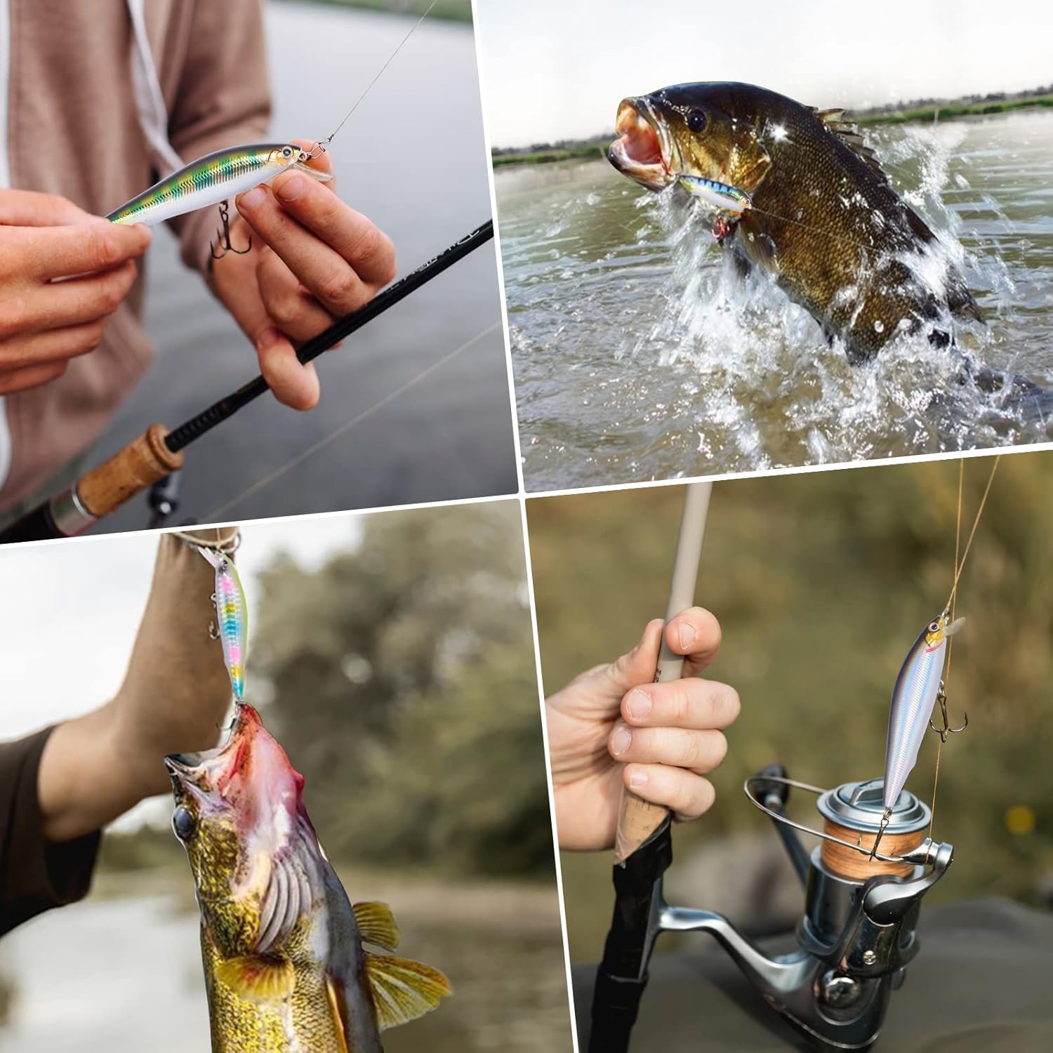 Señuelos de pesca de lubina, cebos duros, pequeños pececillos que hunden, jerkbaits para lubina, cuerpo duro, juego de señuelos