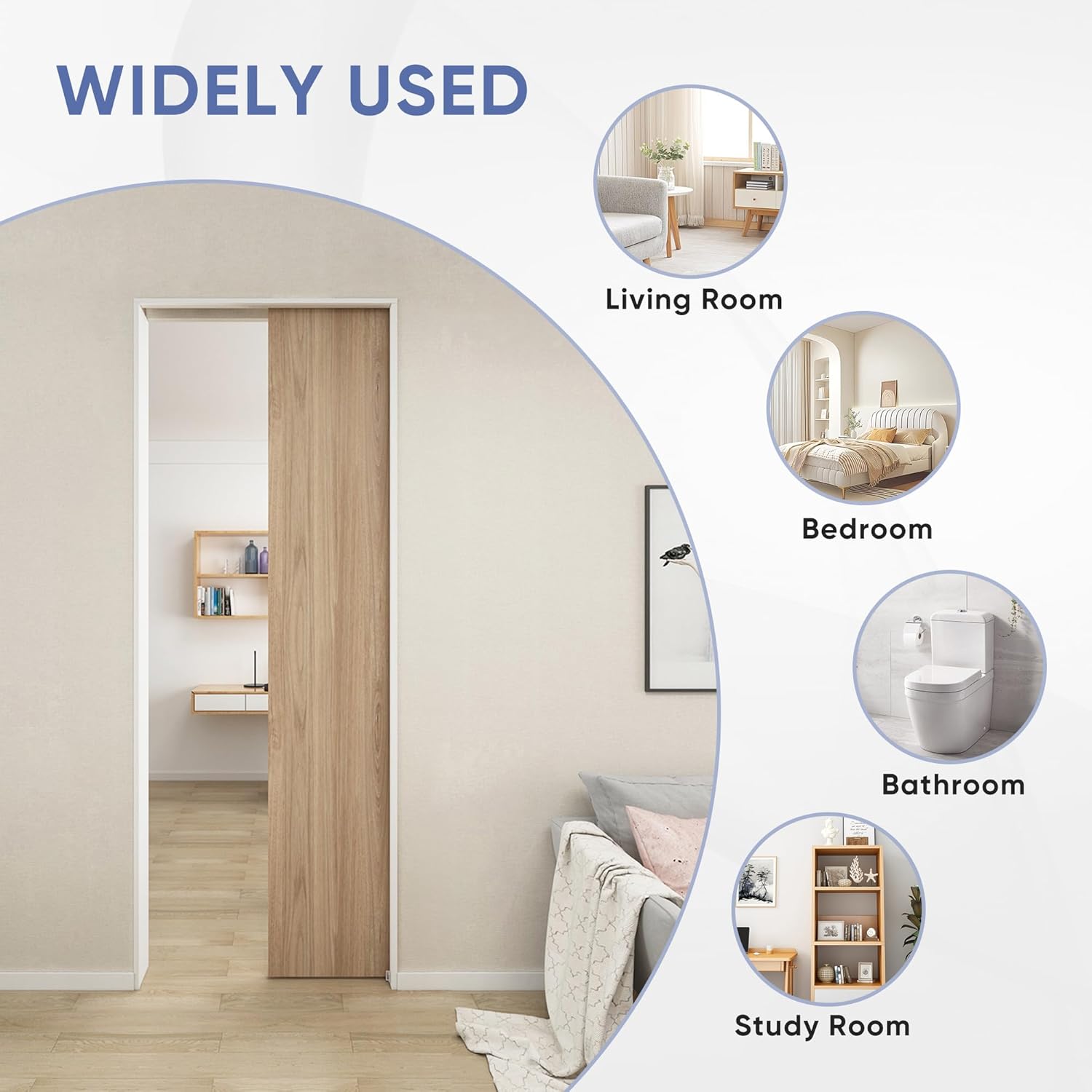 JUBEST Juego de herrajes y rieles para puerta de bolsillo de grado comercial de 4 pies, herrajes para puertas correderas de 48 pulgadas, duraderos y