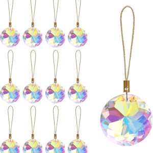 12 bolas de Navidad de cristal de 1.18 pulgadas, mini prisma redonda, decoración de árbol de Navidad, adorno colgante para boda, fiesta, decoración 12 bolas de Navidad de cristal de 1.18 pulgadas, mini prisma redonda, decoración de árbol de Navidad, adorno colgante para boda, fiesta, decoración