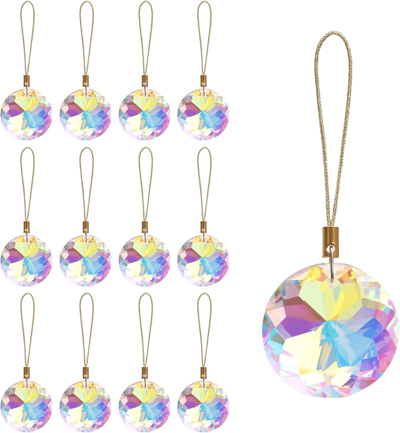 12 bolas de Navidad de cristal de 1.18 pulgadas, mini prisma redonda, decoración de árbol de Navidad, adorno colgante para boda, fiesta, decoración