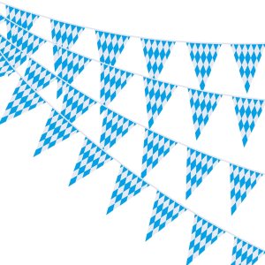 Ahfulife Pancarta de bandera de Oktoberfest de 39 pies para decoraciones de Oktoberfest, 1 paquete de banderines bávaros del Oktoberfest con 30 Ahfulife Pancarta de bandera de Oktoberfest de 39 pies para decoraciones de Oktoberfest, 1 paquete de banderines bávaros del Oktoberfest con 30