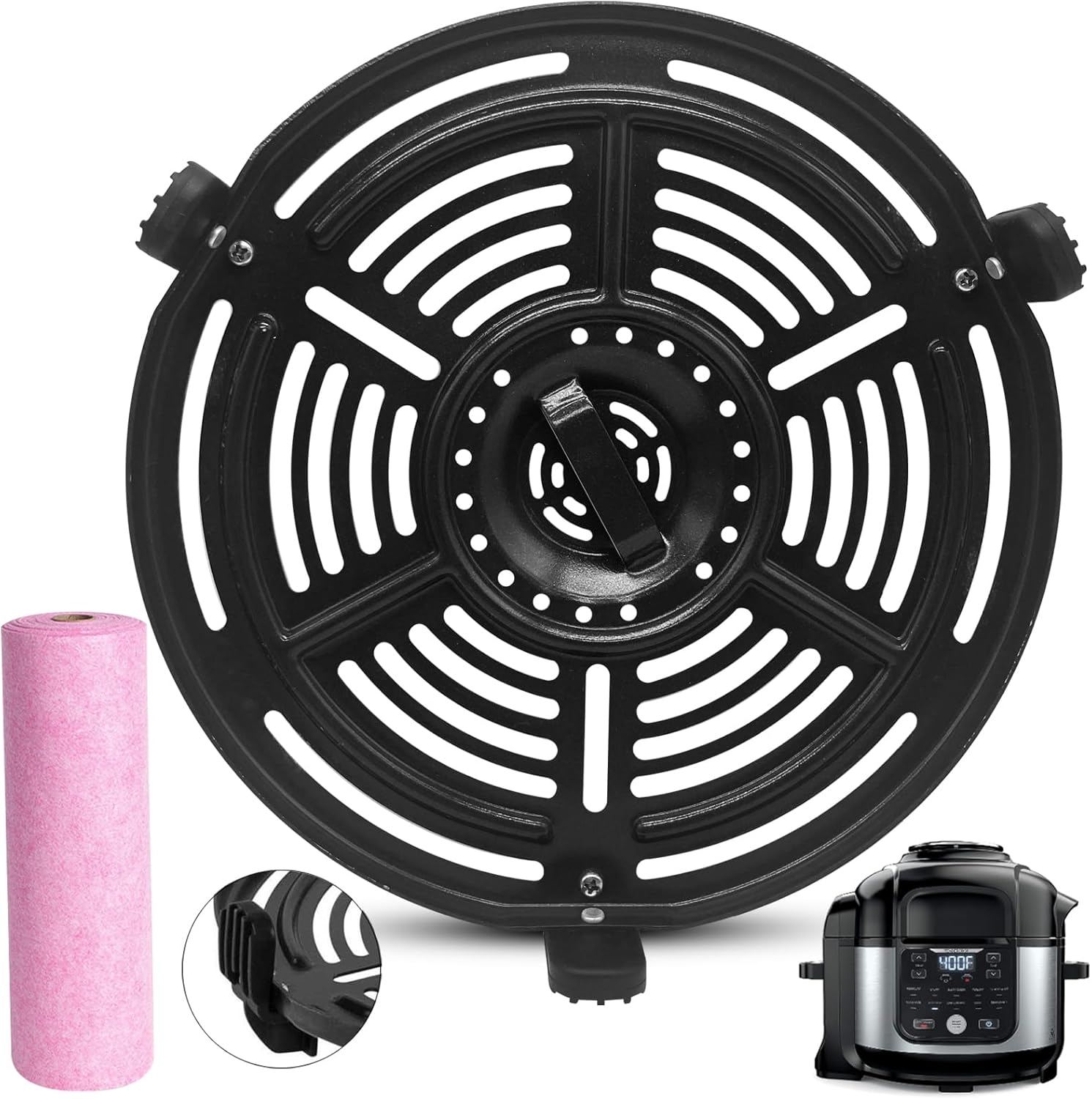 Sartén para freidora de aire Ninja FD302 OL501 6.5 cuartos de galón de presión y freidora de aire, bandeja redonda de 9.7 pulgadas, accesorios para