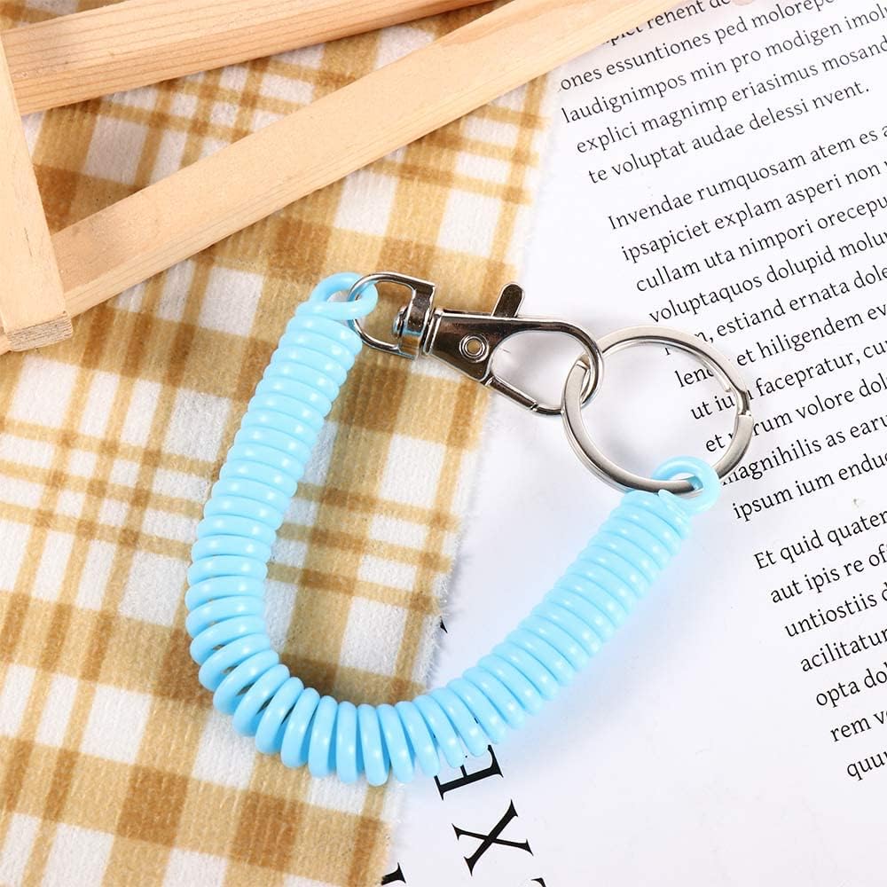 Cuerdas elásticas retráctiles con resortes helicoidales, cierre antipérdida para llaves, cartera, teléfono celular y otros