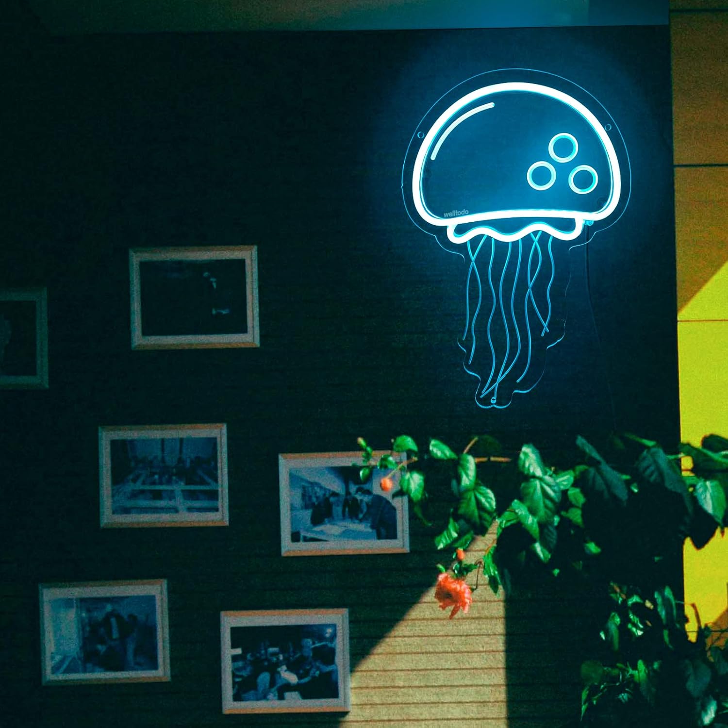 Letreros de neón de medusa, letrero de neón azul hielo frío para decoración de pared, letrero de luz LED de neón para dormitorio de niñas, sala de