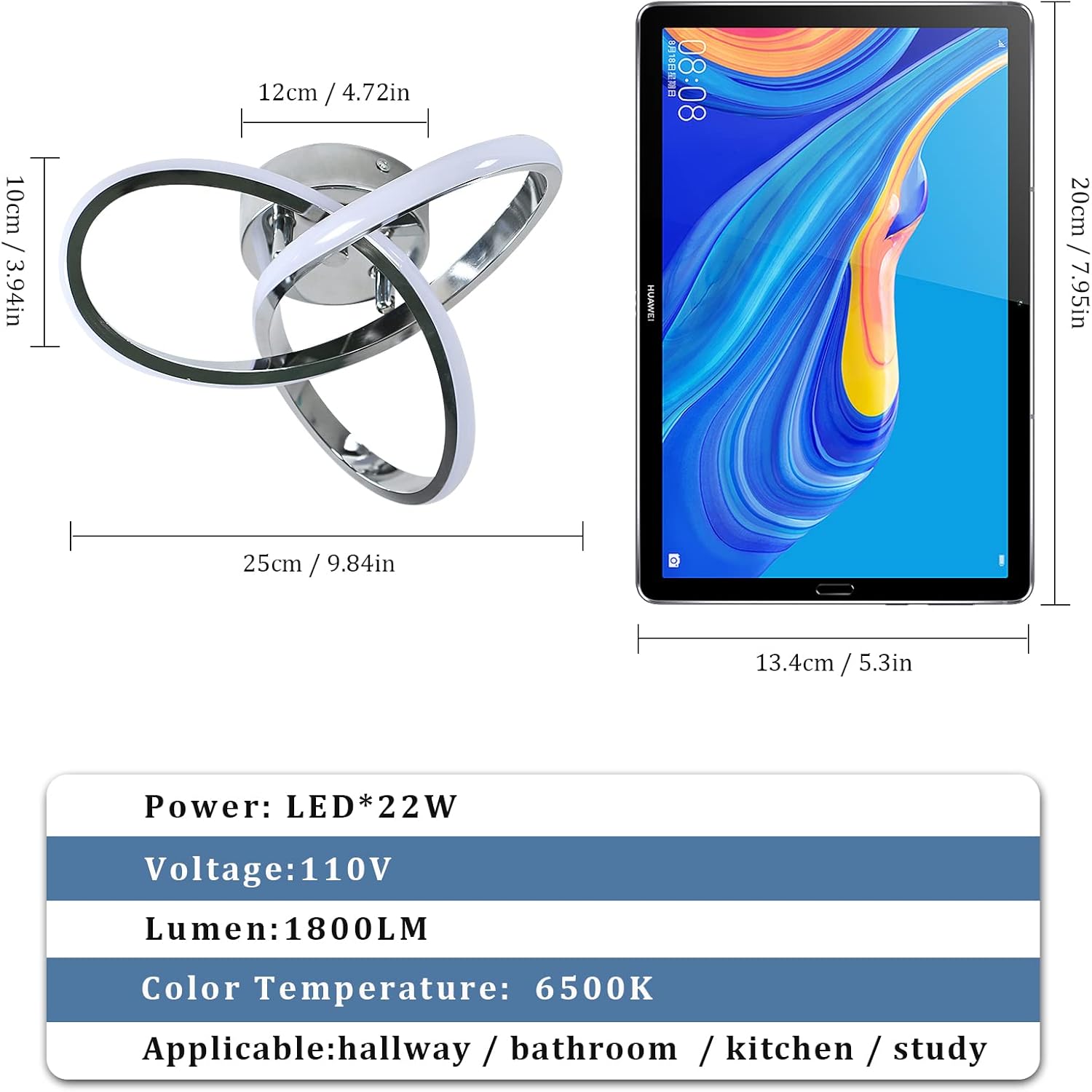 AUA Juego de 2 lámparas LED de techo, modernas luces de techo semiempotradas, color blanco frío de 6000 K, lámparas de techo para cocina, comedor,