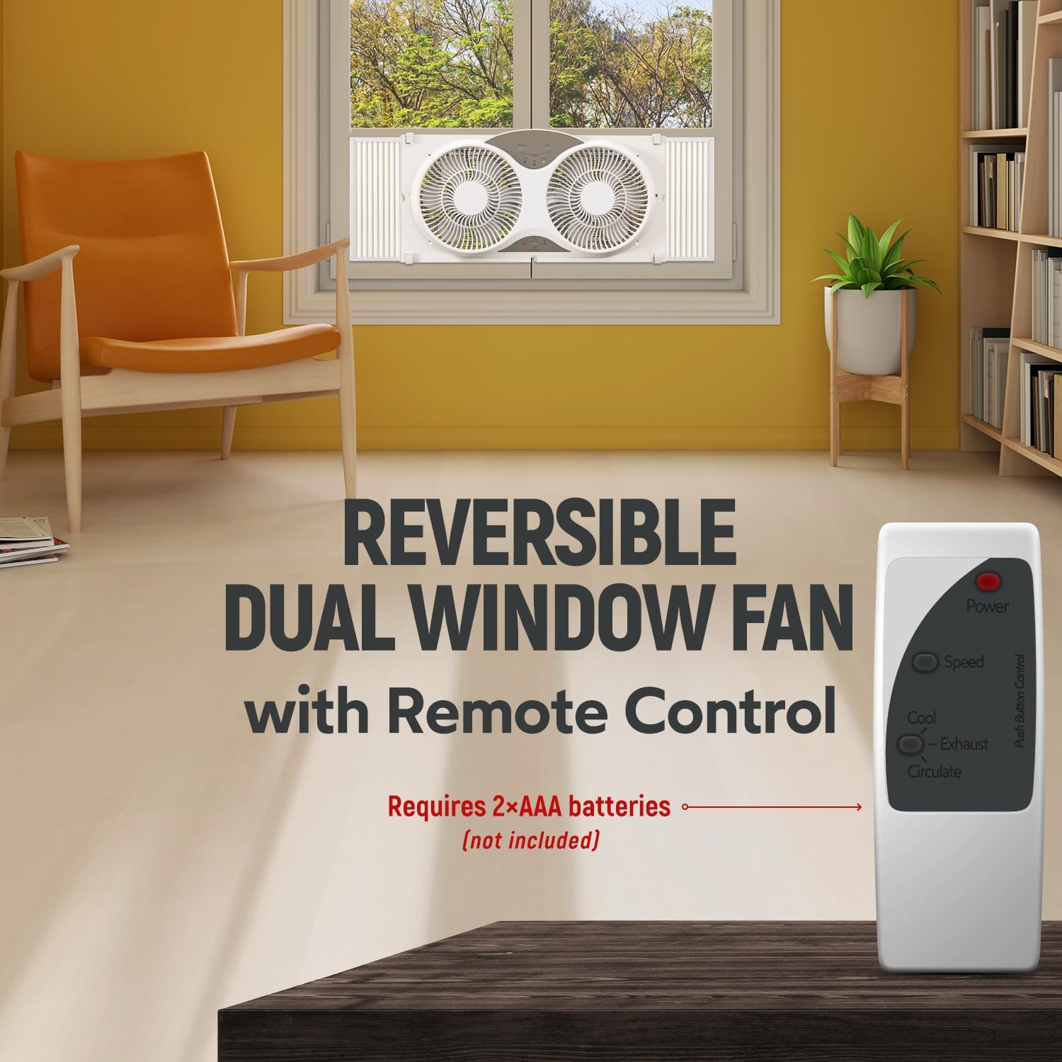 Craig Ventilador reversible de doble ventana con control remoto