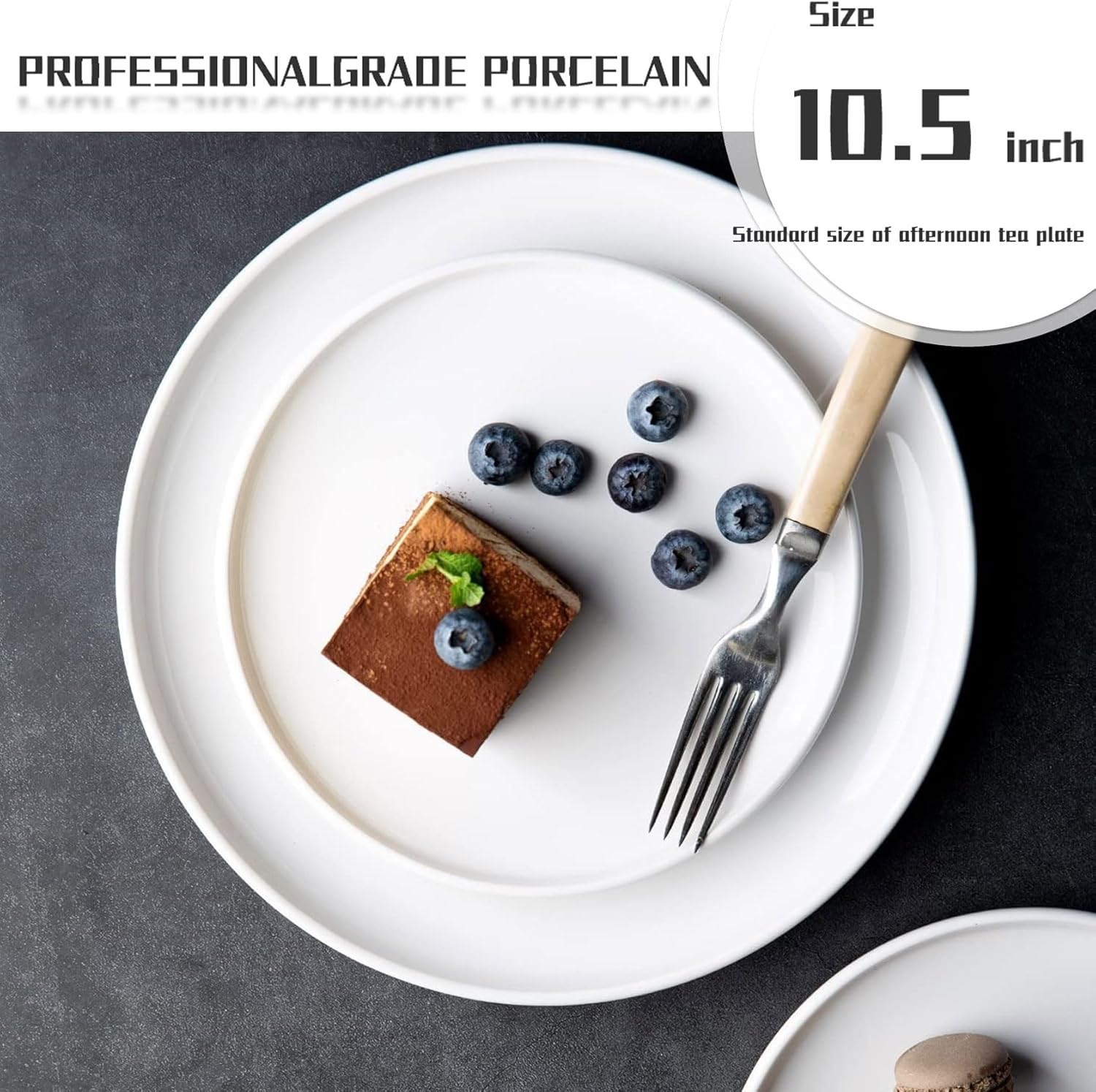 Tienda – Juego de platos llanos blancos de 6 piezas, triple capa resistente al vidrio y al astillado, platos redondos ligeros, plato de postre,