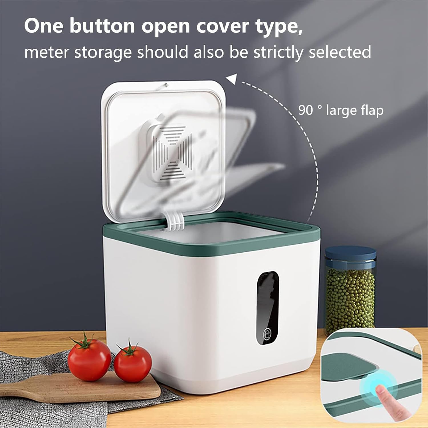 Dispensador de arroz, contenedor de arroz de 22 a 25 libras, Contenedores de alimentos, Contenedor de harina de alimentos secos con taza medidora,