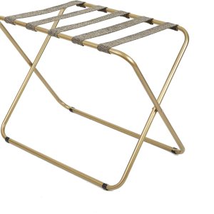 Rhys – Portaequipajes plegable de metal en color dorado, marrón oscuro Rhys – Portaequipajes plegable de metal en color dorado, marrón oscuro