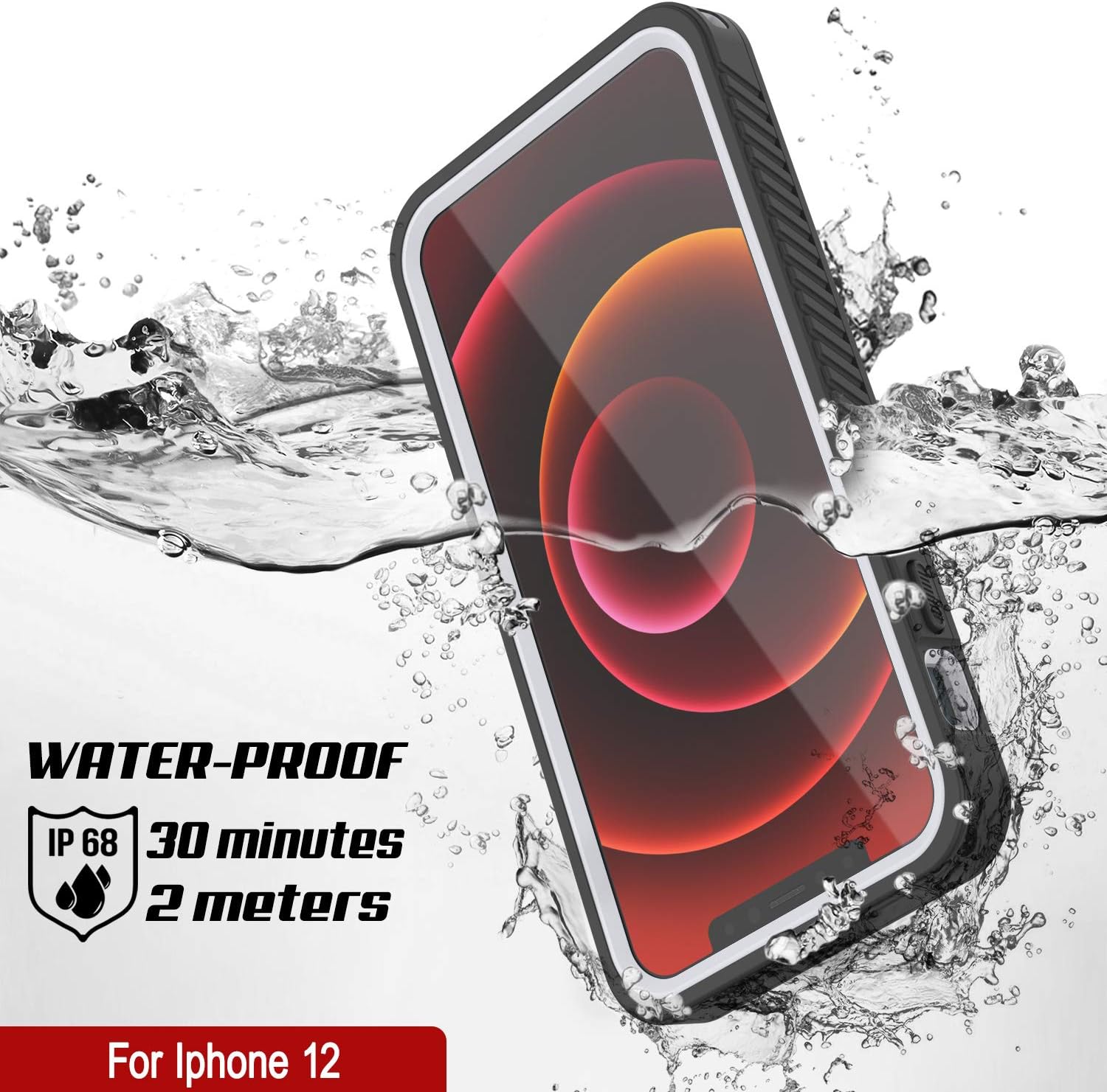 Punkcase Funda impermeable diseñada para iPhone 12 Serie Extrema Ajuste delgado Certificado IP68 A prueba de nieve Funda blindada con protector de