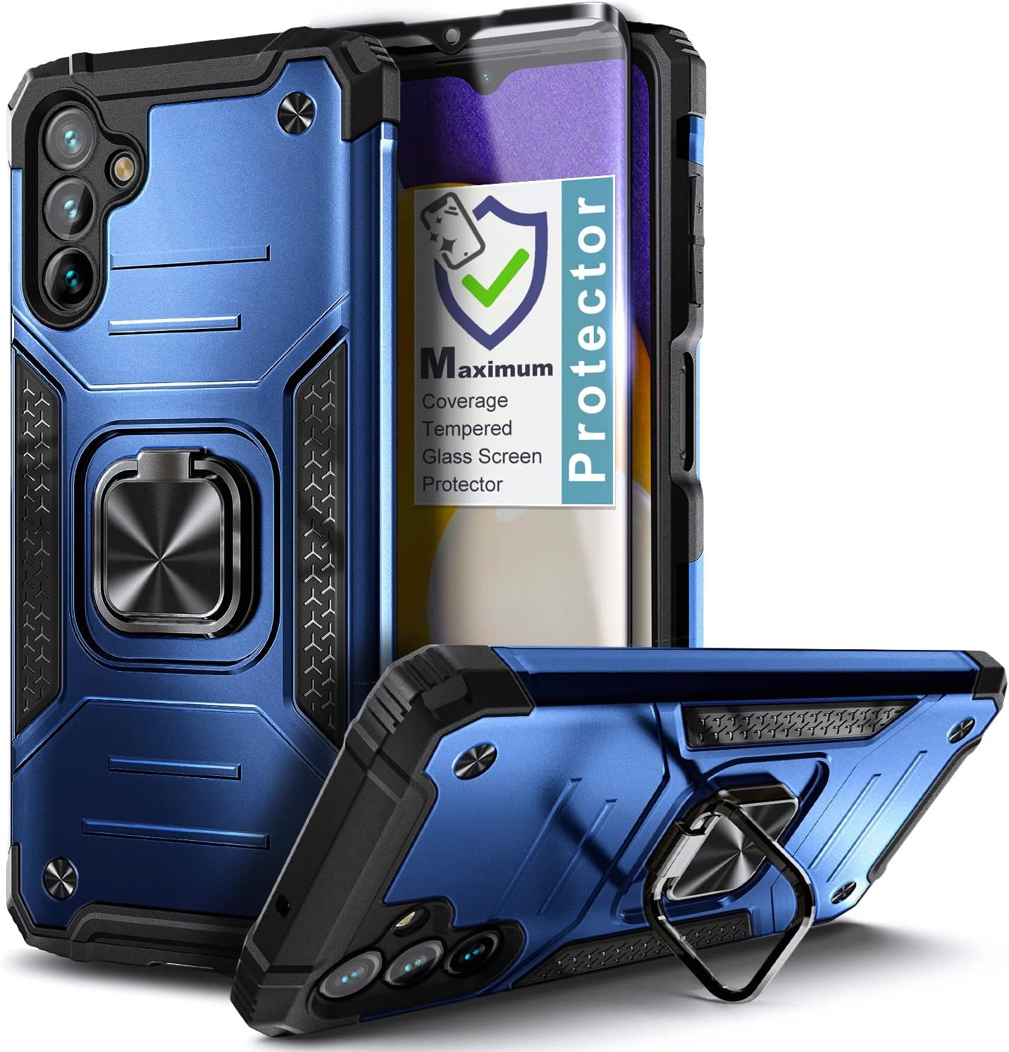NZND Funda para Samsung Galaxy A14 5G con protector de pantalla de vidrio templado (cobertura máxima), grado militar protector de cuerpo completo,