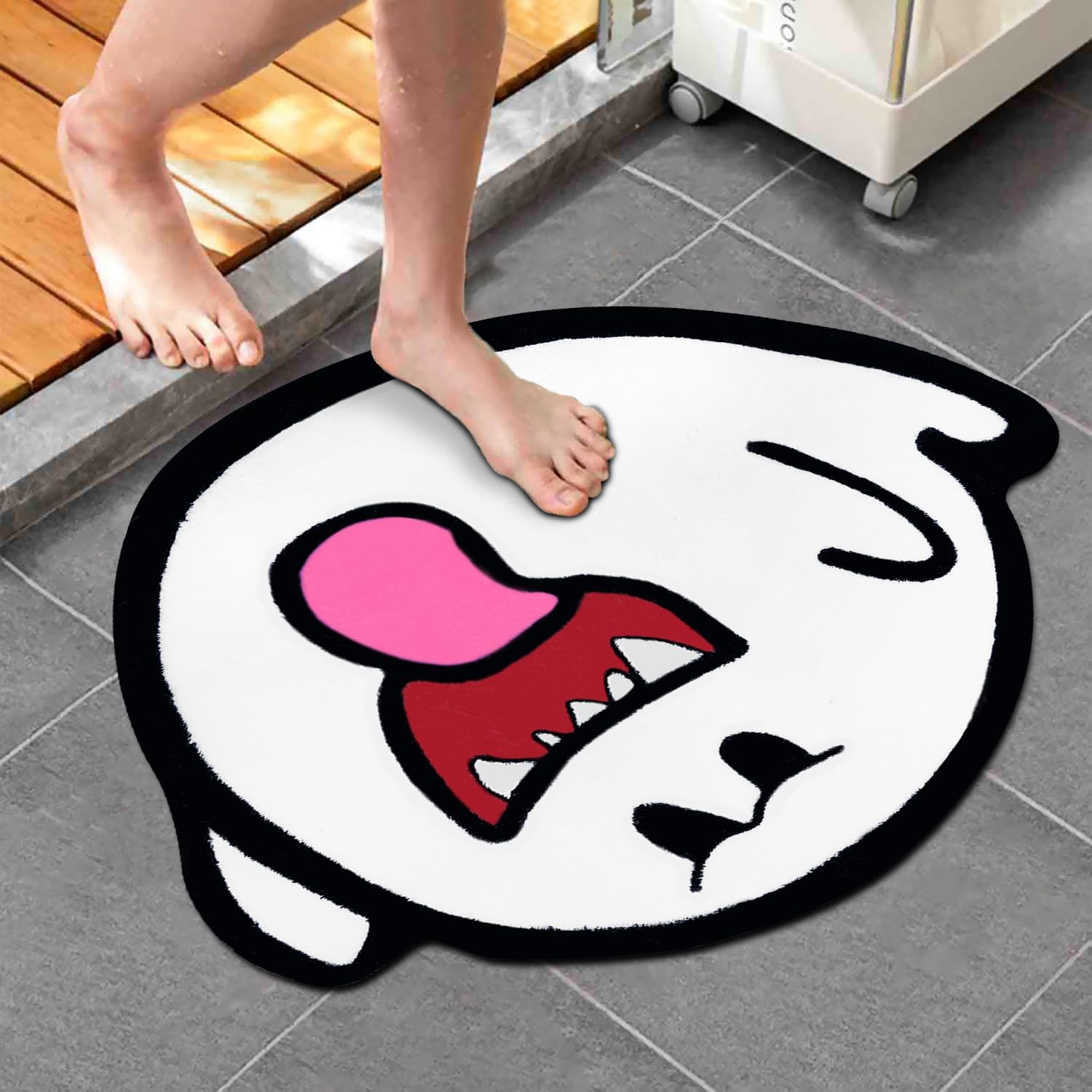 Alfombra de baño de Halloween para baño, fantasma de Halloween, absorbente y antideslizante, bonita alfombra de ducha, lavable y suave para