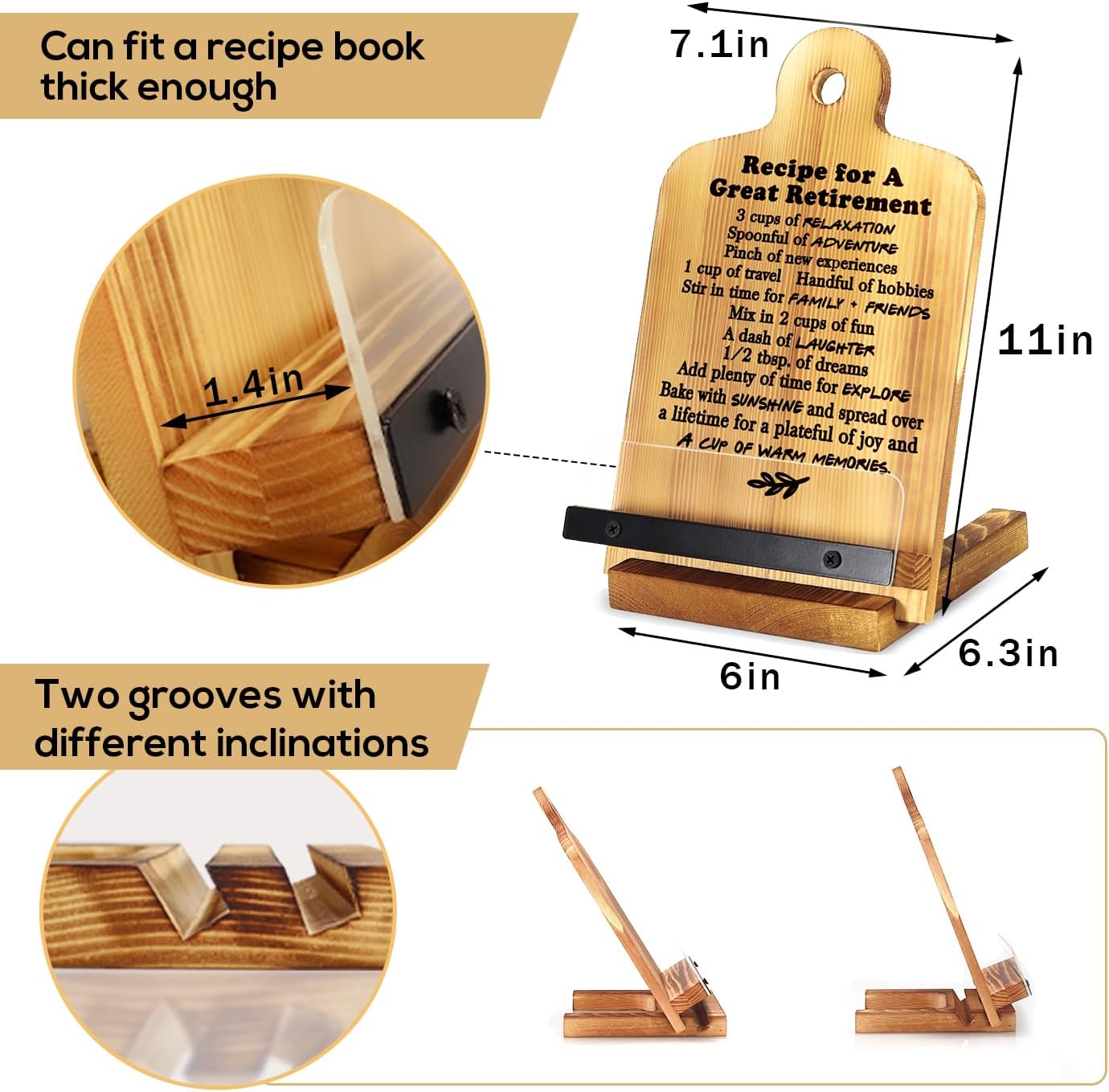 Regalos de jubilación para mujeres, soporte para libros de cocina de jubilación, regalos para compañeras de trabajo, profesoras, enfermeras, jefe,