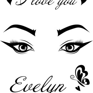 Calcomanía de vinilo Beautiful Eyes con texto en inglés “I Love You and Your Name”, ideal para habitación de niñas, habitación de mujeres, Calcomanía de vinilo Beautiful Eyes con texto en inglés “I Love You and Your Name”, ideal para habitación de niñas, habitación de mujeres,