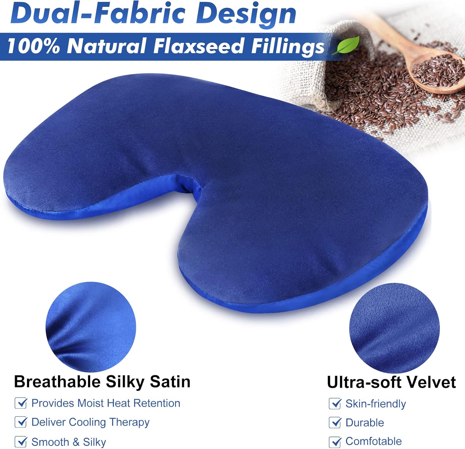 Atsuwell Máscara sinusal, máscara de ojos de compresión fría cálida para ojos secos, almohada pesada para ojos para microondas, almohadilla térmica