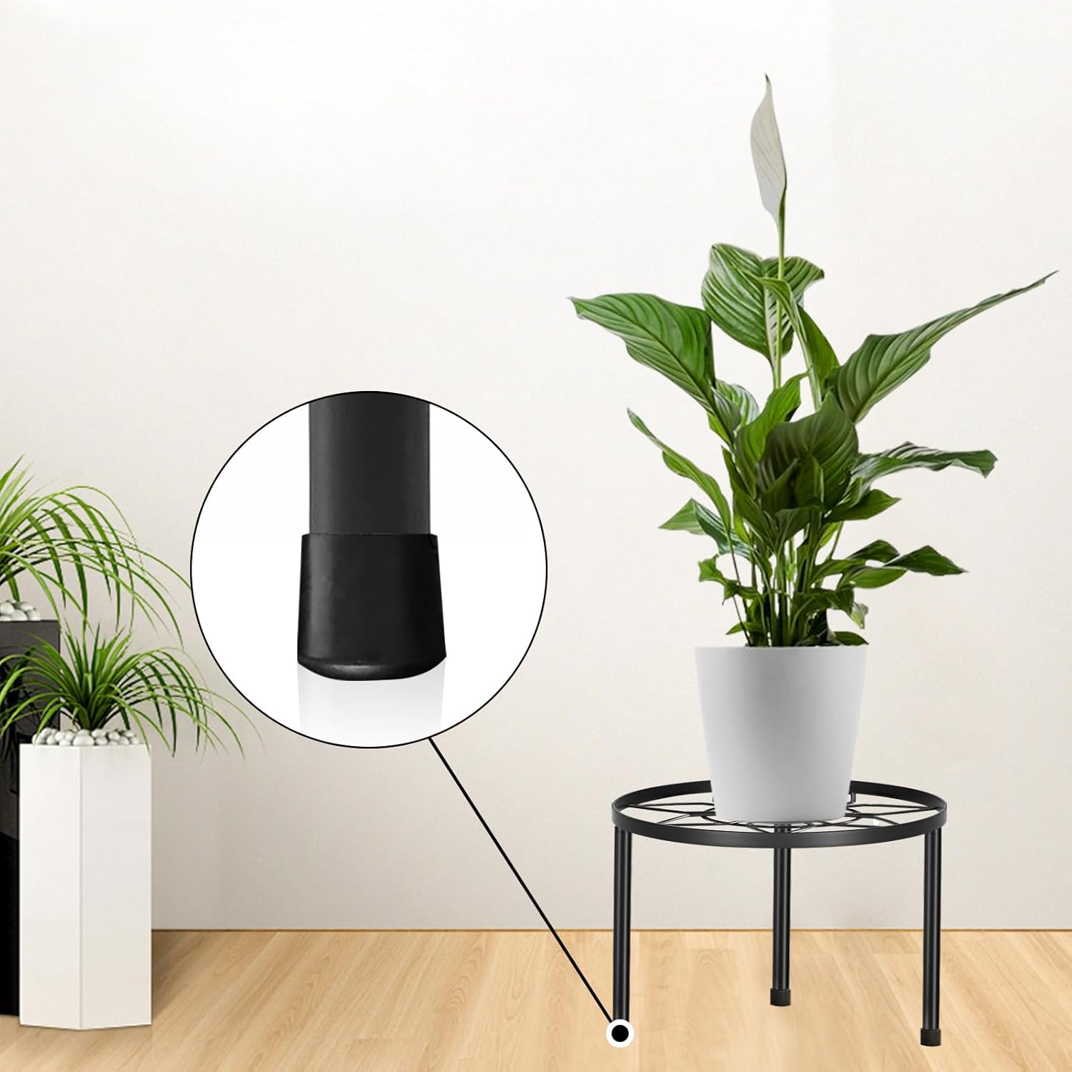 Paquete de 5 soportes de metal para múltiples plantas, soportes resistentes para macetas para plantas de interior y exterior, estante redondo de