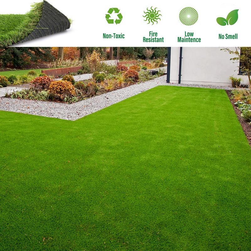 NINXANG Alfombra de césped artificial para interiores y exteriores, 1 x 10 pies, alfombra de césped sintético verde de 1.38 pulgadas, alfombra de