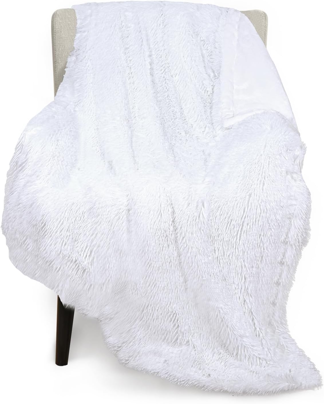 ASPMIZ Manta de piel sintética de 50 x 60 pulgadas, manta de doble cara, ligera, de pelo largo, peludo, de vellón, acogedora manta de felpa lavable