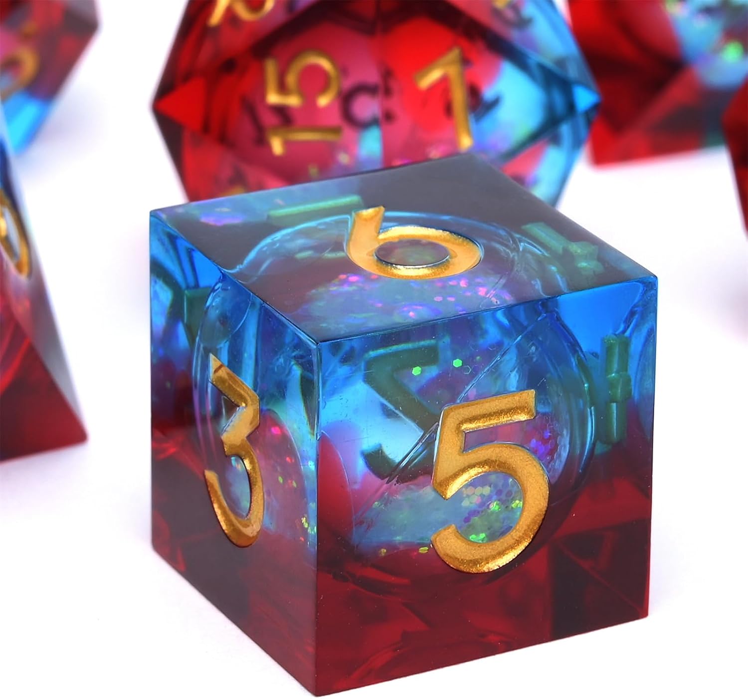 Dungeons and Dragons – Juego de dados de núcleo líquido D&D, juego de dados de resina poliédrica DND, utilizado para juegos de rol, juego de dados