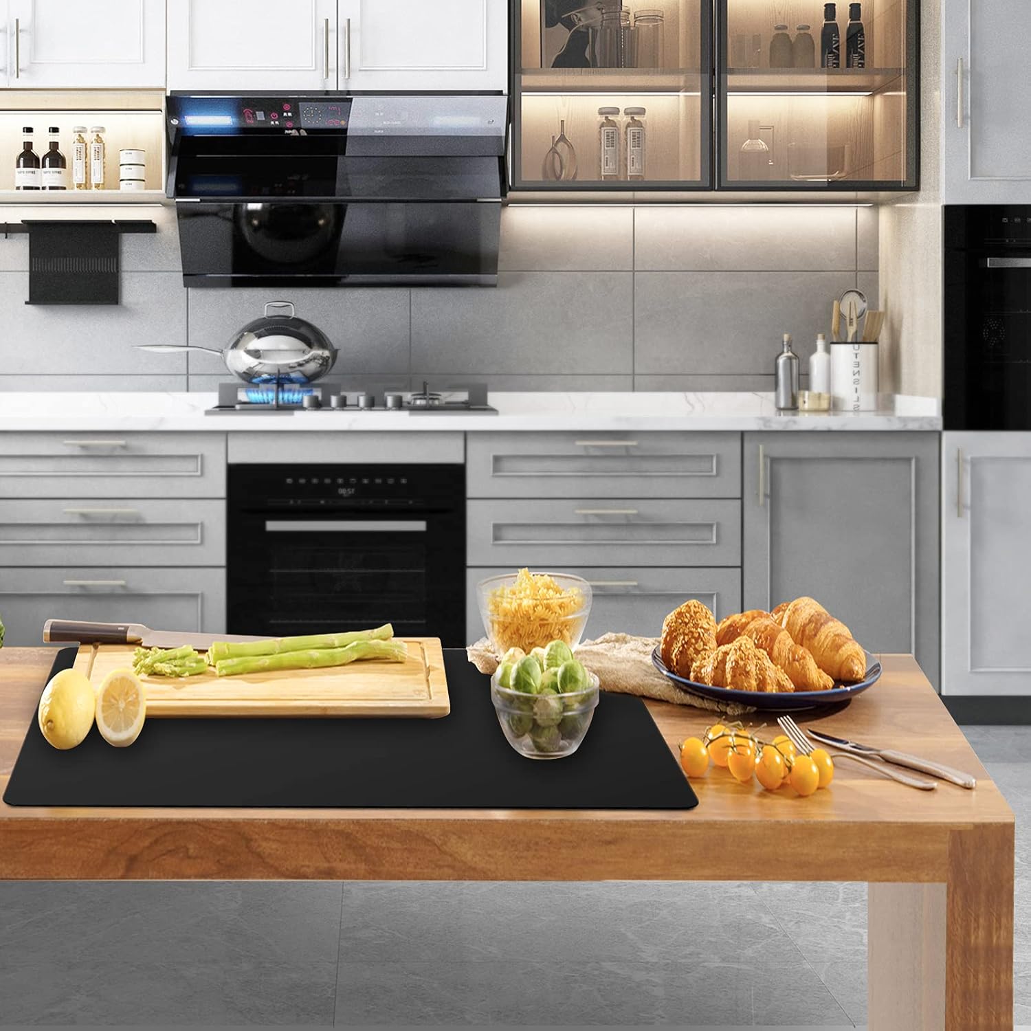 Ewen Tapete grande de silicona para encimera de cocina de 25.6 x 17.7 pulgadas, protector de encimera resistente al calor, tapete de silicona debajo