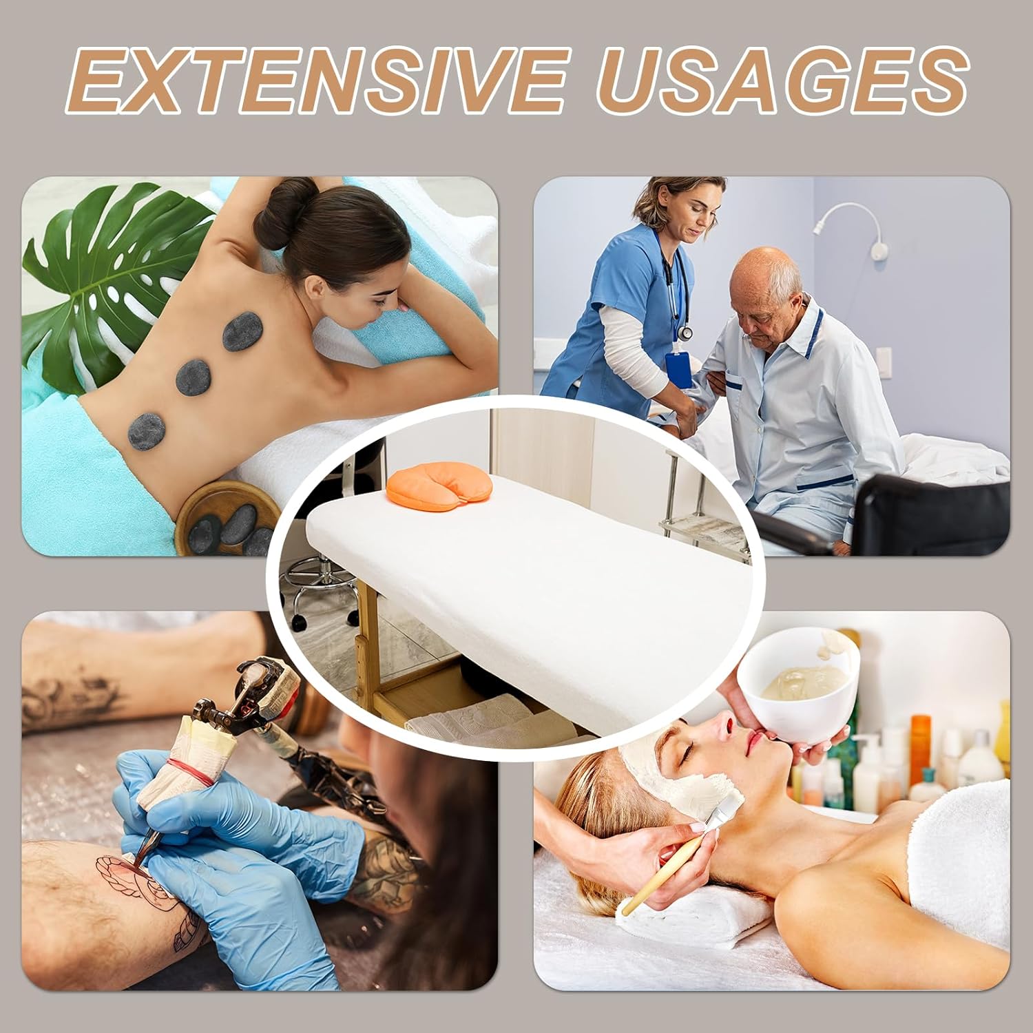 100 piezas de sábanas desechables para mesa de masaje, fundas de cama ajustadas, tela no tejida, cubierta de cama de spa para masaje, 39 x 83