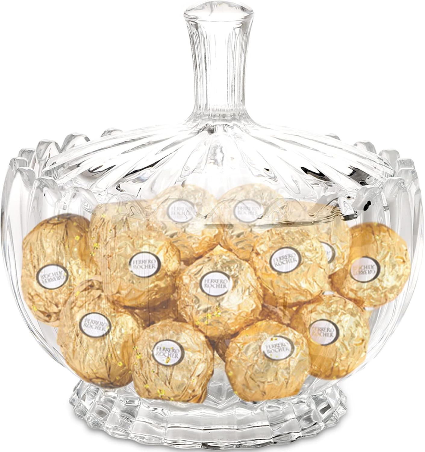 DEAYOU Paquete de 2 platos de cristal para dulces con tapa, recipiente grande para azúcar cubierto de cristal de 34 onzas, recipiente de