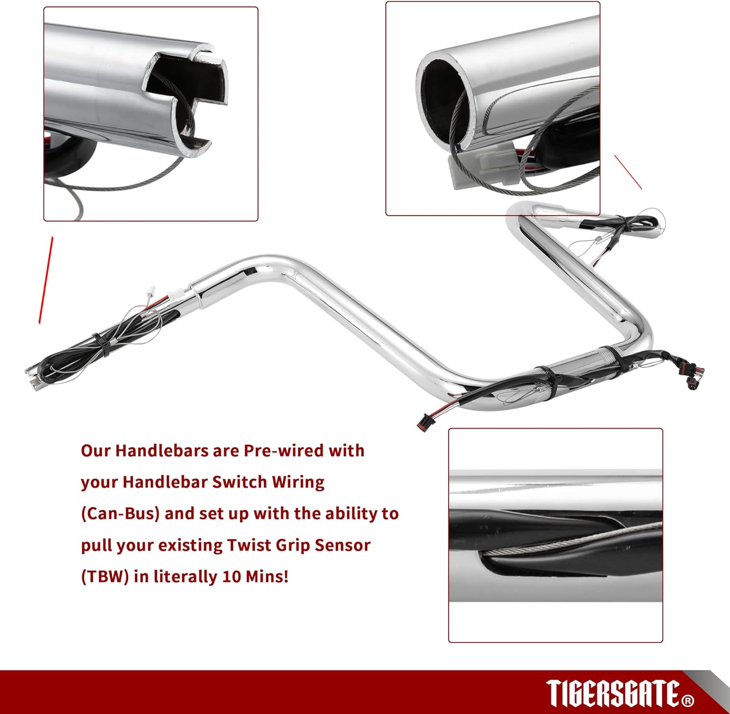 TIGERSGATE Manillares especiales precableados de 12 pulgadas Rise Road King de 1 14 pulgadas para Harley Road King Special FLHRXS 2017 y