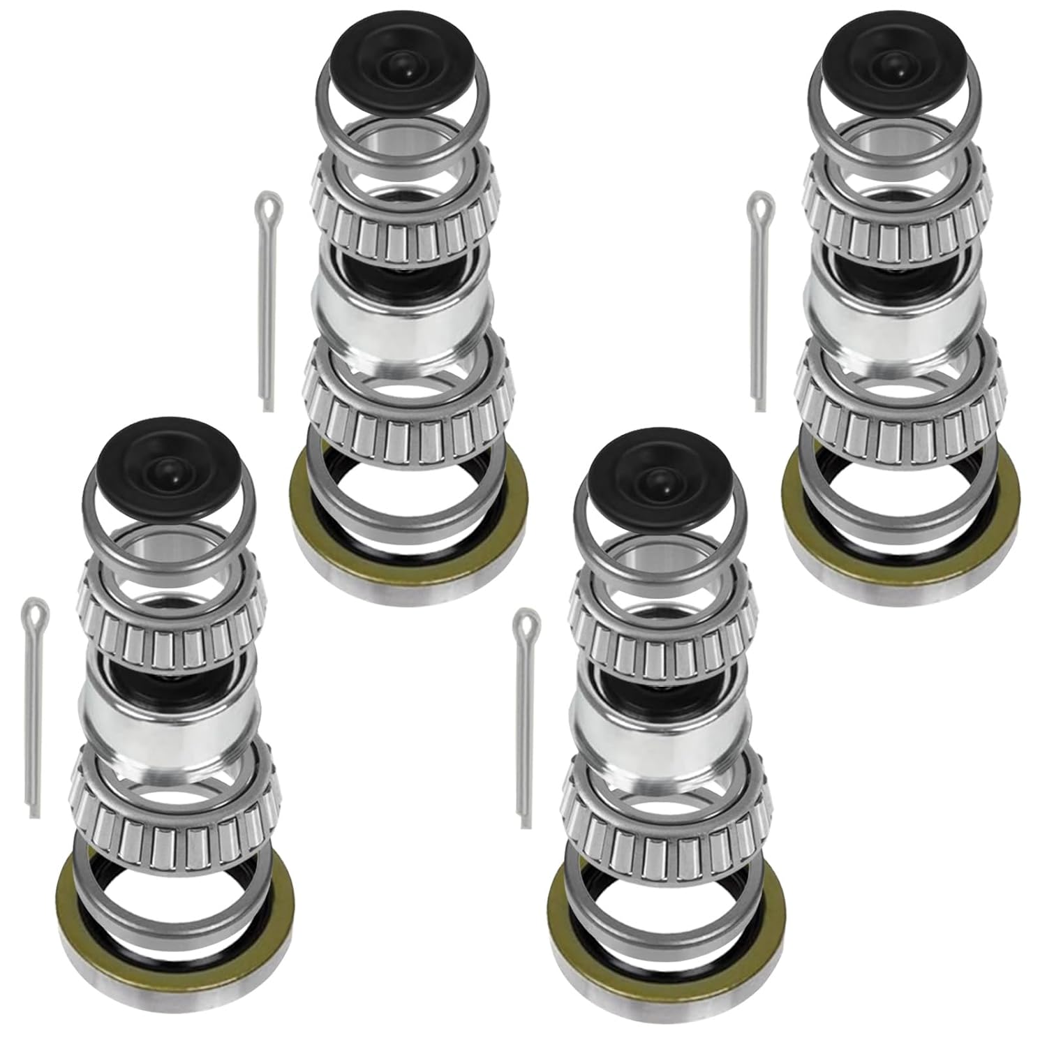 4 Sets 3500 LB Boat Trailer Axle Bearing Kits – Endxedo L68149 L44649 Bearing Kits with 171255TB Grease Seals, 1.98” Trailer Dust Caps, Cotter