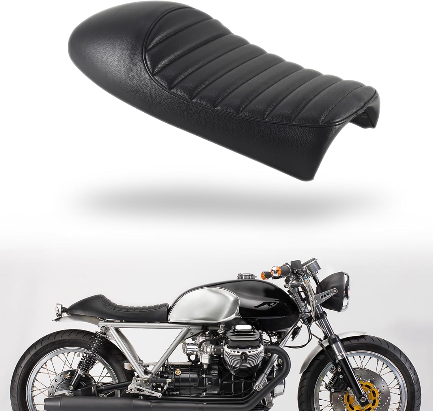 Asiento vintage estilo joroba Tuck N’ Roll negro Cafe Racer, no específico para bicicletapara CB550650750 CX500 K75 K100 R100 GS750 XJ-R XS Series