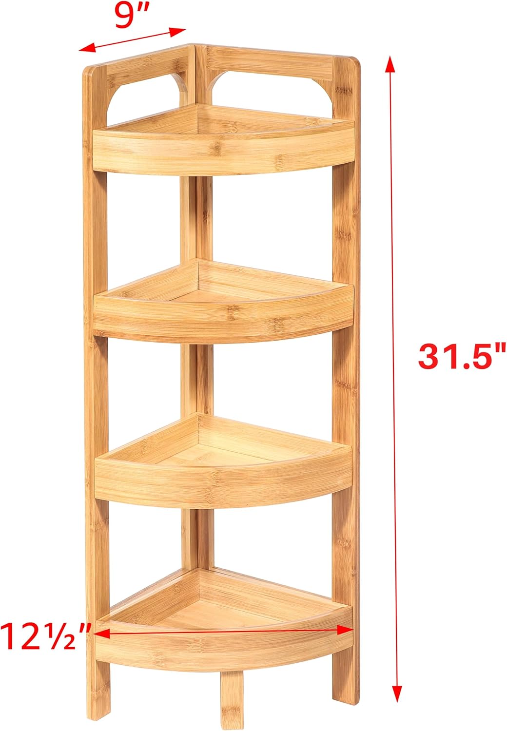 Estante de almacenamiento esquinero de bambú de 31.5 pulgadas de 4 niveles Trademark Innovations