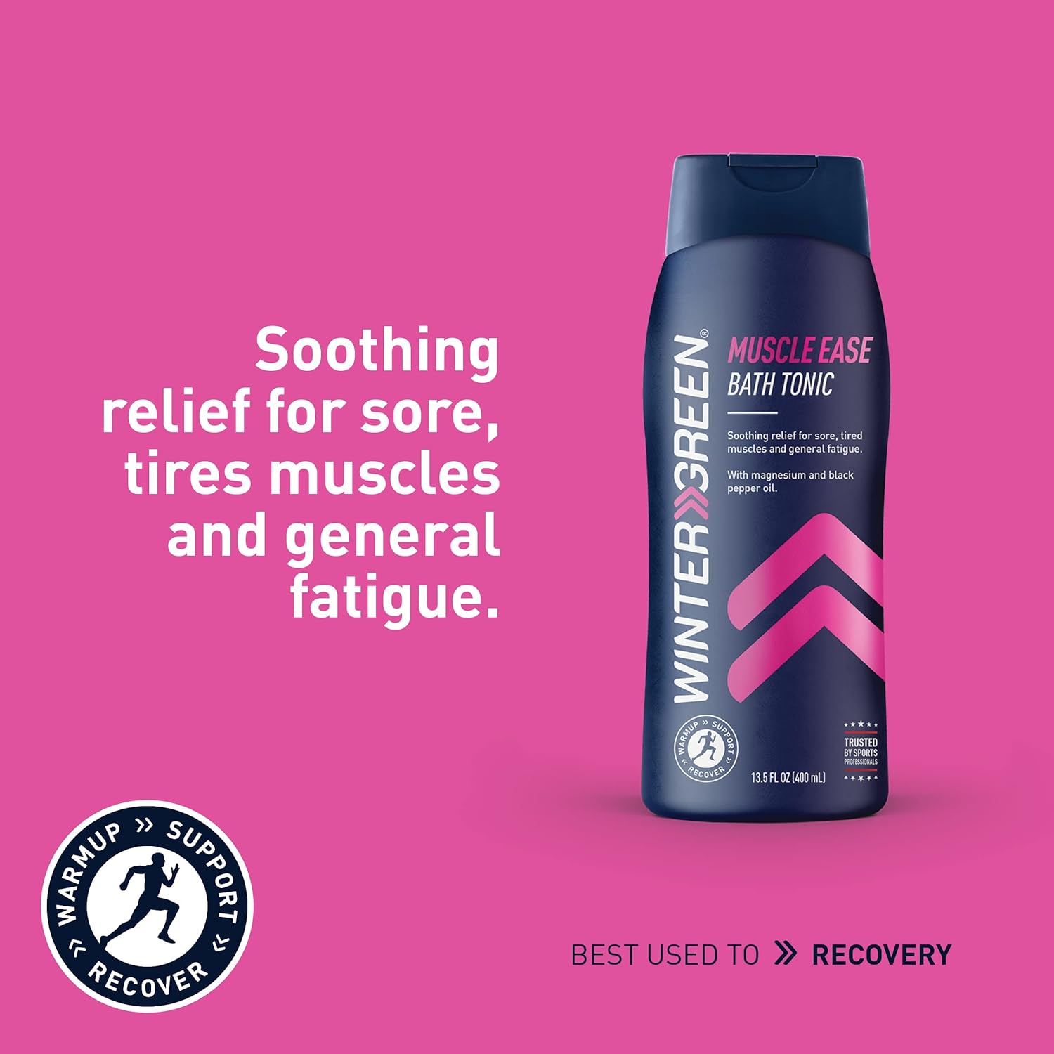 Wintergreen Muscle Ease Bath Tonic – Paquete de 2 unidades (2 x 13.5 onzas líquidas), mezcla de aceite de gaultina, sales de magnesio y aceite de