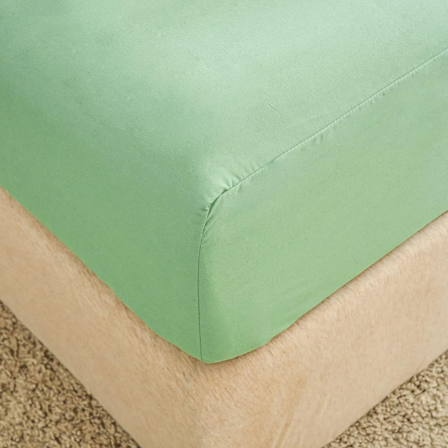 Sábanas bajeras de tamaño Queen, color verde frijol, supersuaves, transpirables, cómodas, de color sólido, sábanas bajeras de bolsillo extra