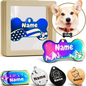 Etiquetas de perro personalizadas grabadas para mascotas  Etiquetas de identificación de gato y perro de acero inoxidable duraderas para collar Etiquetas de perro personalizadas grabadas para mascotas  Etiquetas de identificación de gato y perro de acero inoxidable duraderas para collar