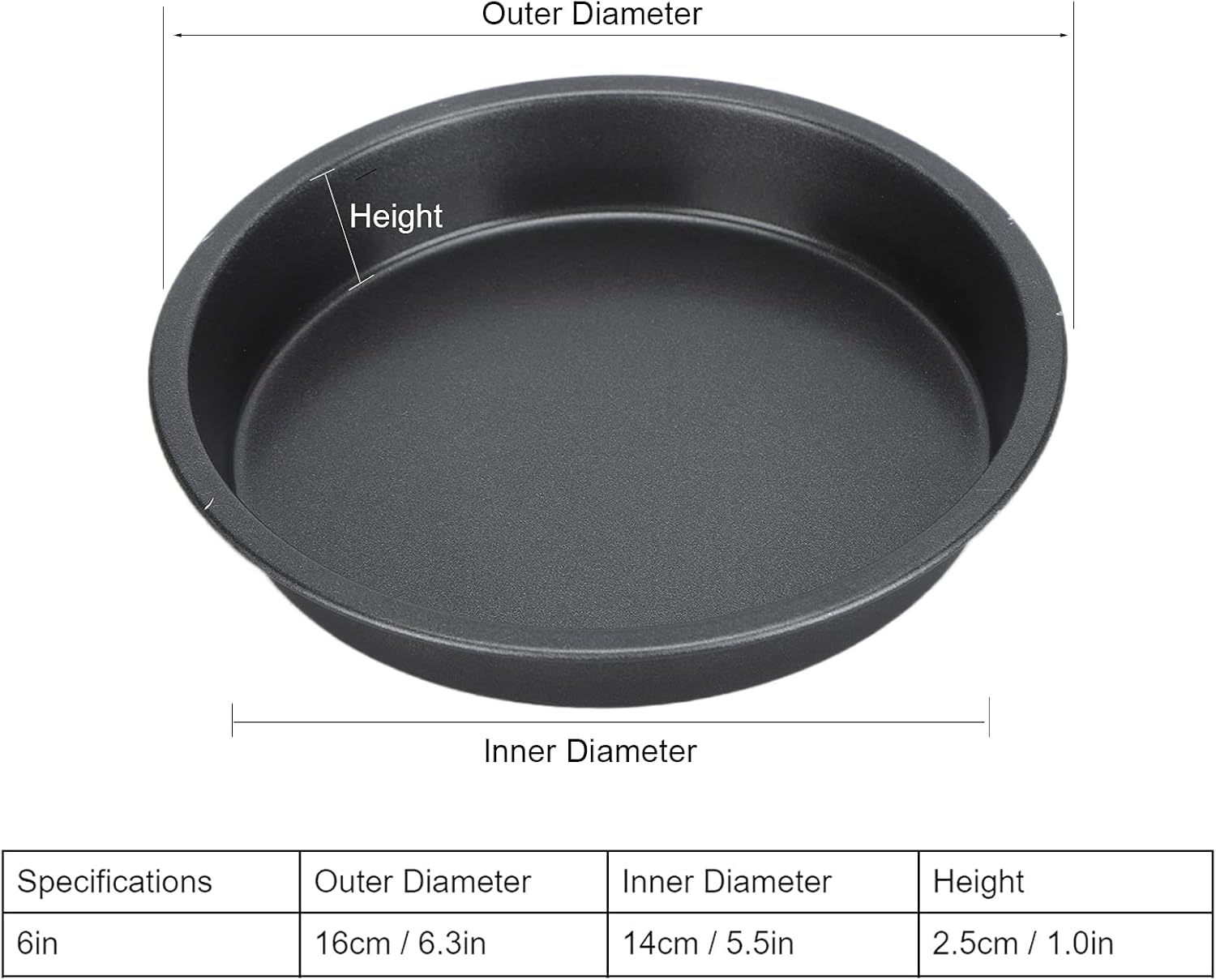 TOPINCN Sartén para pizza, 2 sartenes antiadherentes de acero al carbono grueso para hornear de cocina y panadería (6 pulgadas)