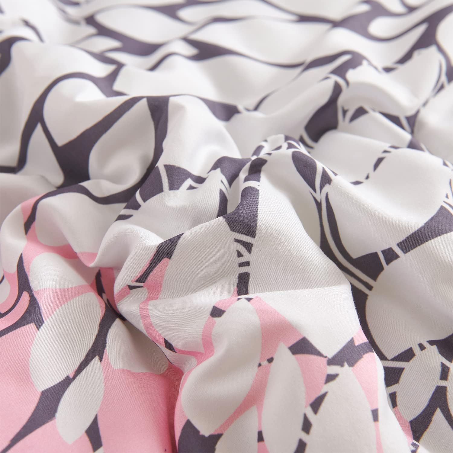 Koniroom Juego de edredón de 3 piezas, color rosa y gris, tamaño Queen, juegos de ropa de cama floral con estampado de flores rosas para mujeres,