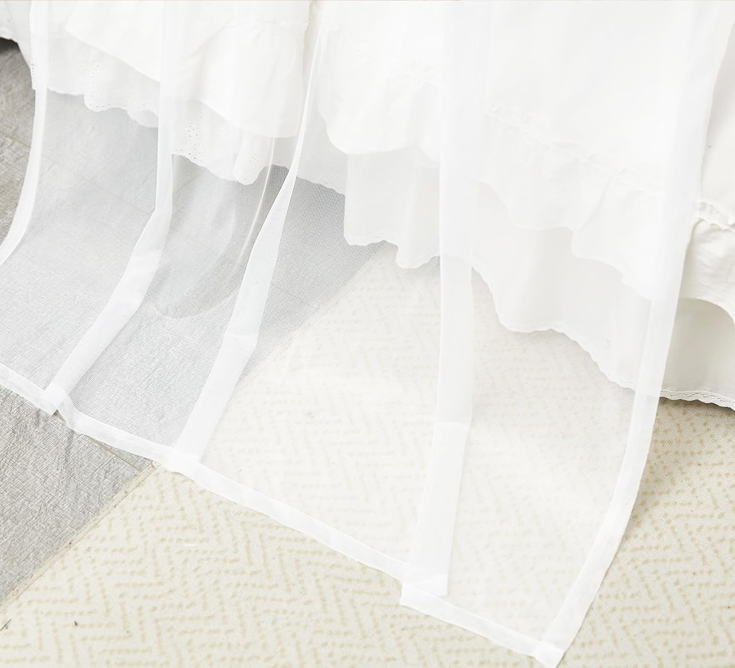 Akiky Cortinas de cama con toldo de princesa ligera para marco de cama matrimonialqueen, marco de madera, cortina transparente de 2 paneles