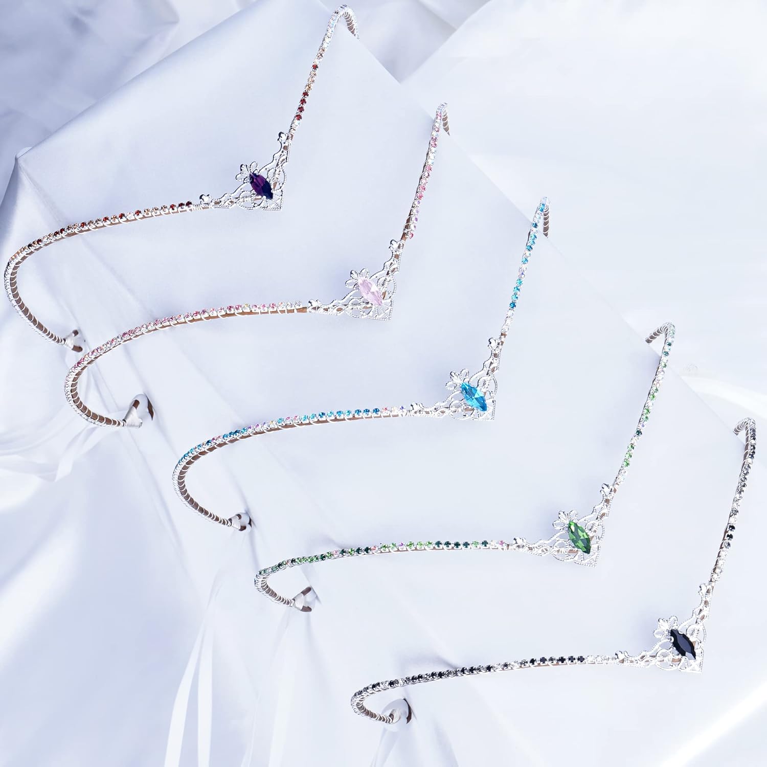 MOSTORY Corona de tiara hecha a mano con diamantes de imitación, tocado de cristal de hada, diadema de cuarzo de princesa real para mujeres y niñas,