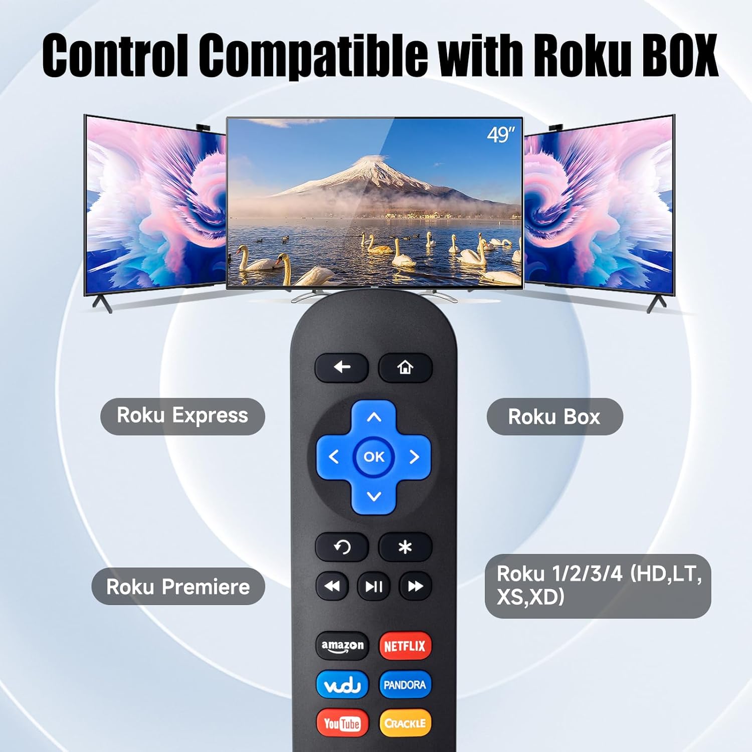 Paquete de 2 unidades de control remoto reemplazado para Roku Box, compatible con Roku (HD, LT, XS, XD), para Roku Express, para Roku Premier