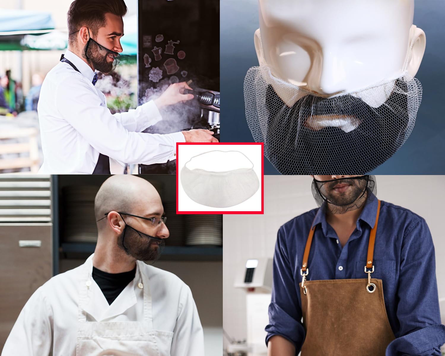 ONLYKXY 50 piezas de cubierta de barba de nailon blanco protector de barba para hombres, servicio de alimentos, cocina, limpieza, construcción,