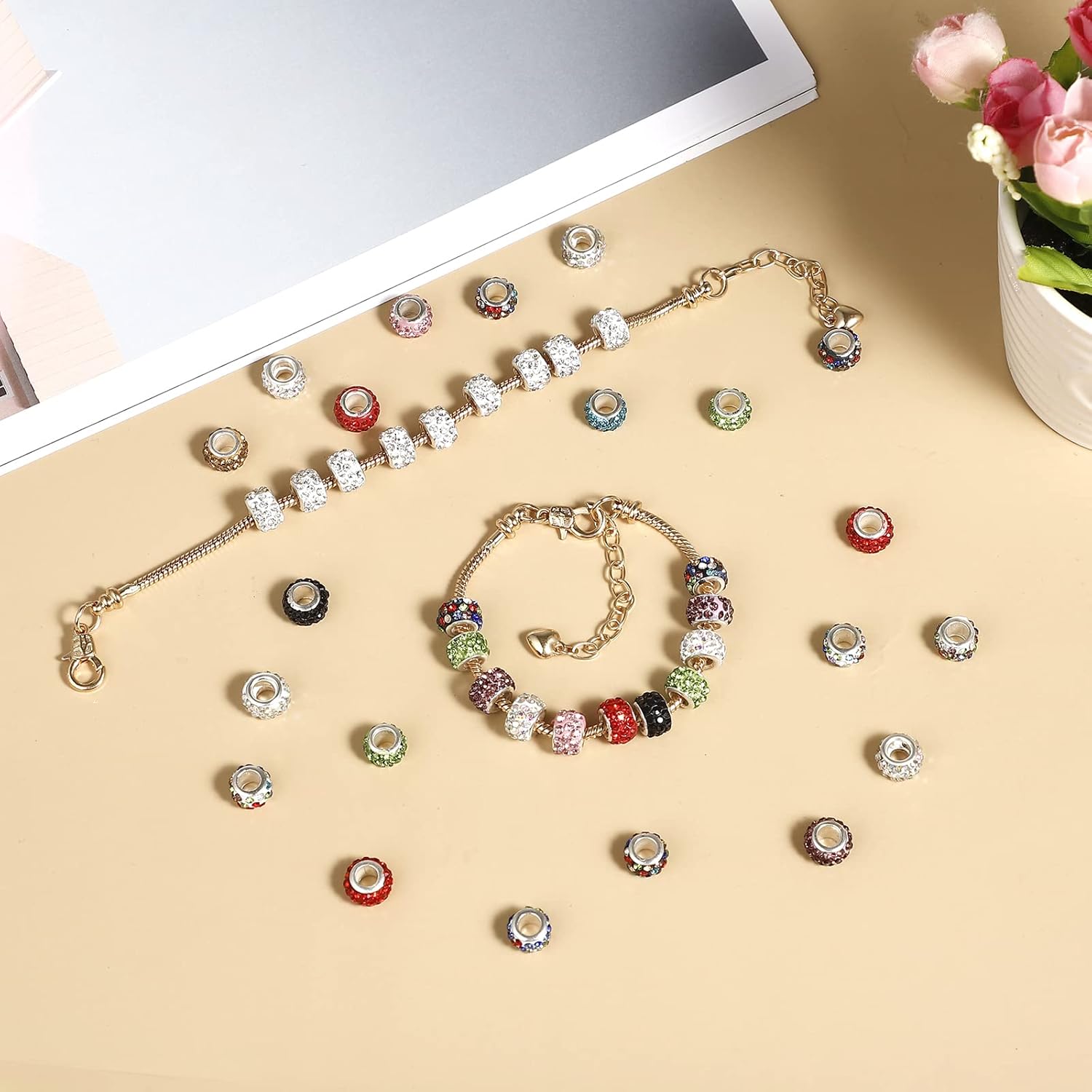 ZYEHXED 20 pulseras de cadena de serpiente con pulsera de ayudante ajustable de serpiente con cierre de langosta cadena extensora para mujeres y