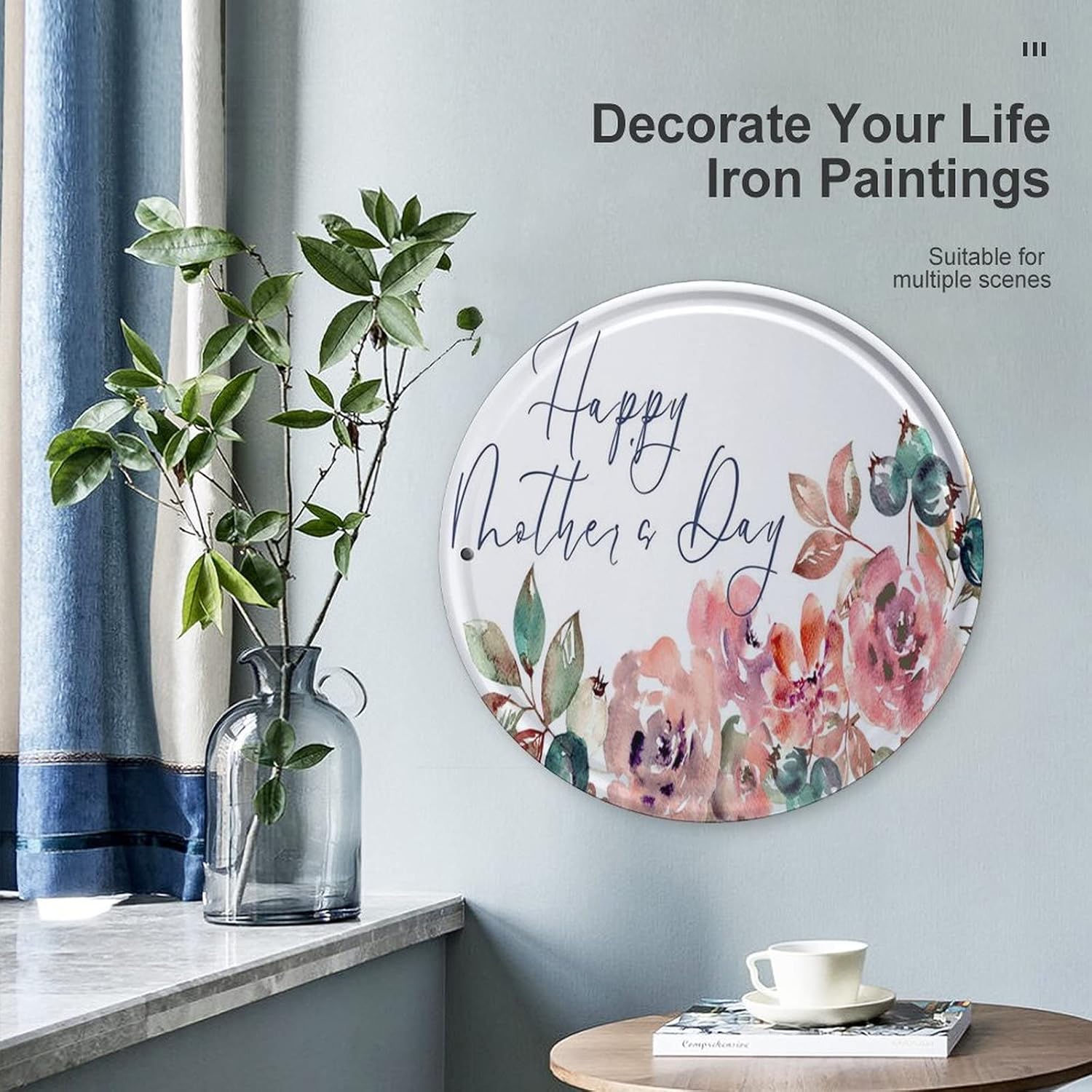 Cartel de metal con texto en inglés Happy Mother’S Day (Happy Mother’S Day de Stranger Things), decoración de pared, 6 x 6 pulgadas, cocina, puerta,