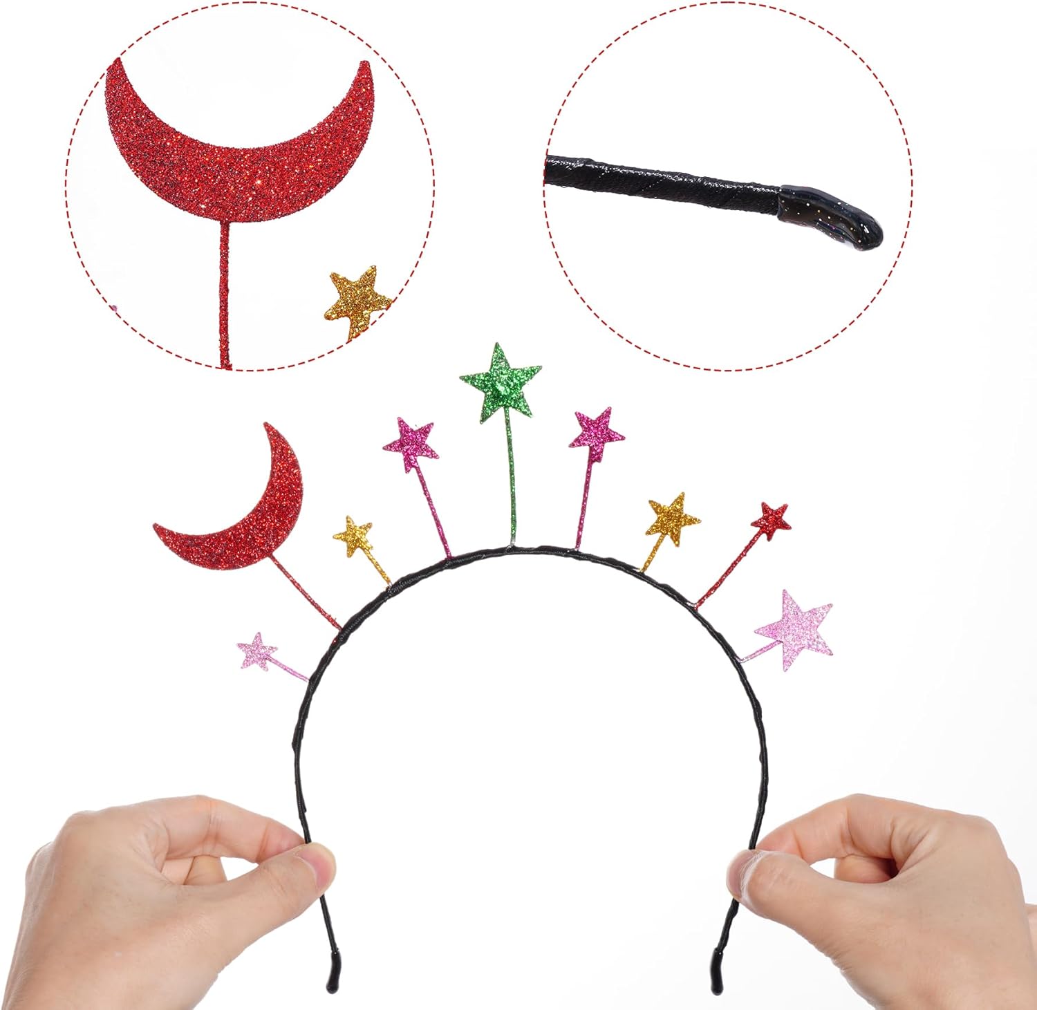 Diadema de estrella y luna, 4 piezas, diadema de estrella, diadema de estrella, diadema de luna para fiesta de cumpleaños