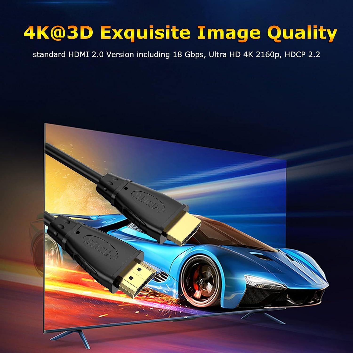 Cable HDMI corto de 4 pies, cable HDMI 4K UHD macho a macho adaptador para clasificación ARC y CL3  para laptop, monitor, PS5, PS4, Xbox One, Fire