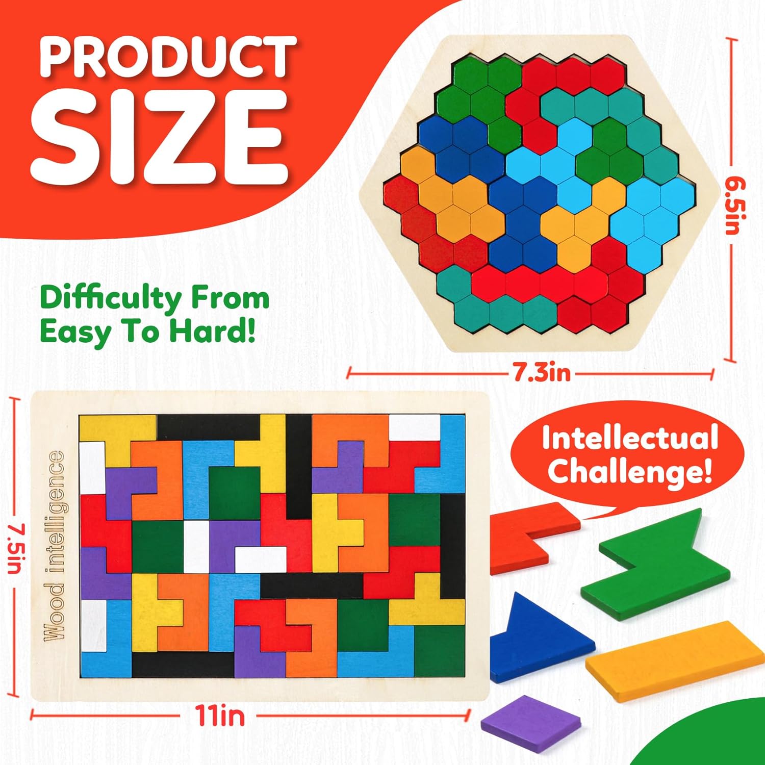 Rompecabezas de madera para adultos y niños y niñas, juegos de rompecabezas de lógica para el aula y fiestas, rompecabezas de bloques de madera,