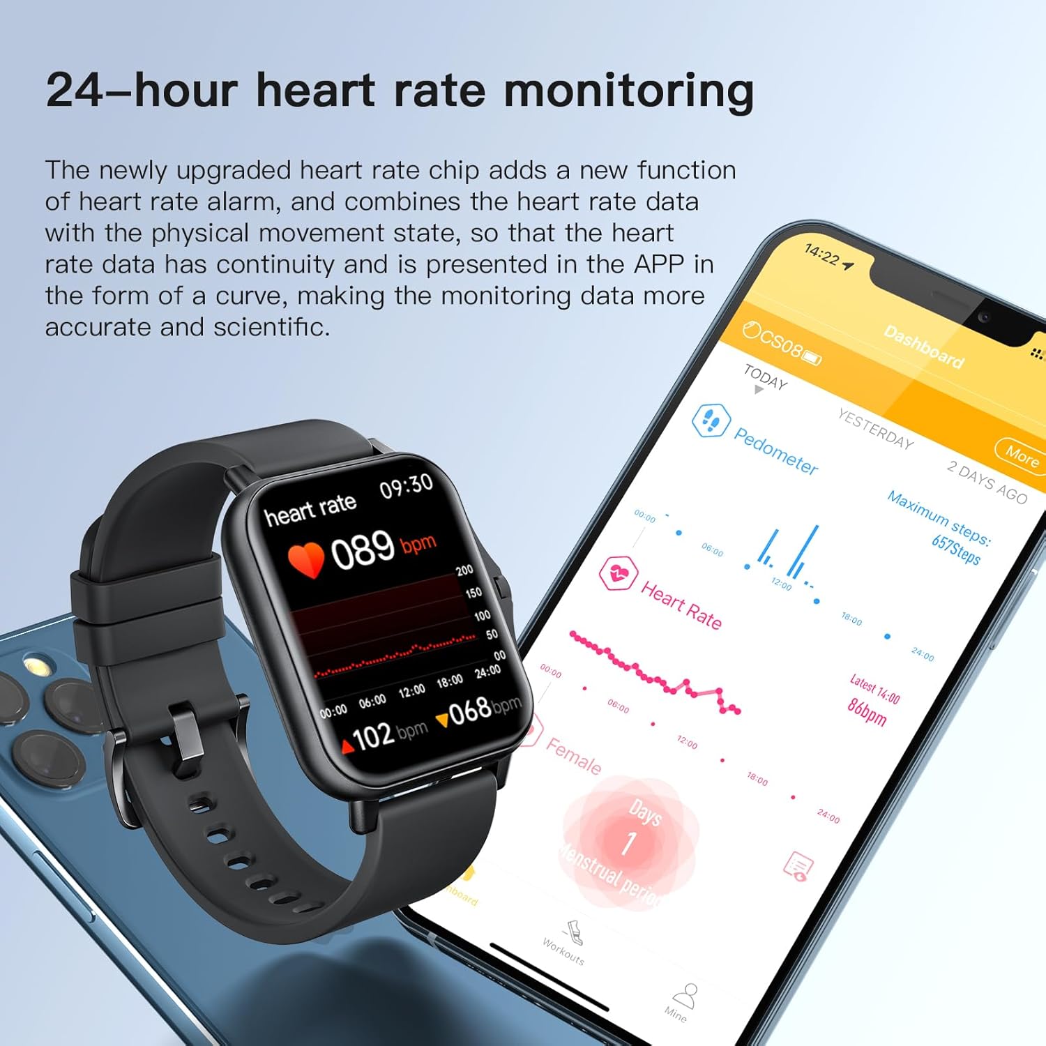 Reloj inteligente (respuestahacer llamadas) Bluetooth rastreador de actividad física con frecuencia cardíaca, monitor de sueño, asistente de voz AI,