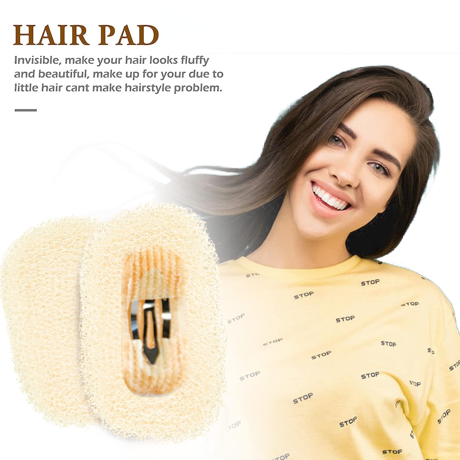Juego de 2 peines voluminizadores para el cabello, peines Bump It Up, clips de peinado y herramientas de updo para mujeres y niñas (beige)