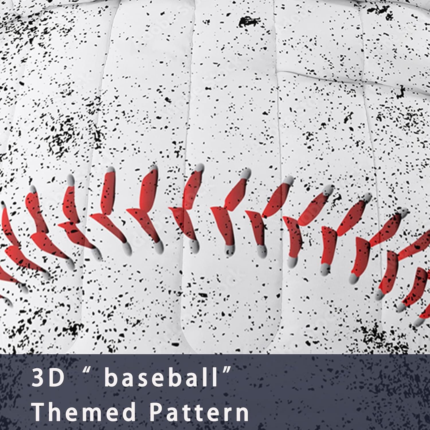 NINENINE Juego de ropa de cama de béisbol de 5 piezas, tamaño individual, juegos de ropa de cama deportiva para niños, juego de edredón blanco